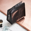 Black leather washbag for men