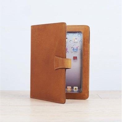 Tan Leather iPad Cover With Stand