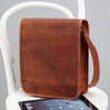 Midi long leather satchel in tan