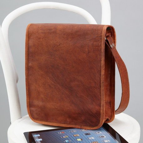 Men's Midi Long Leather Messenger Bag (iPad not included)