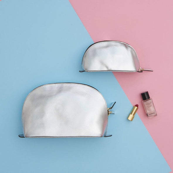 Matching Lunar Toiletry Bag and Make-up Bag Silver