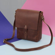 Maverick Leather Messenger Bag Dark Tan