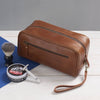 Men's Leather Wash Bag with Strap Tan accessories not included