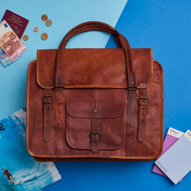 Large mens weekend travel bag in tan brown
