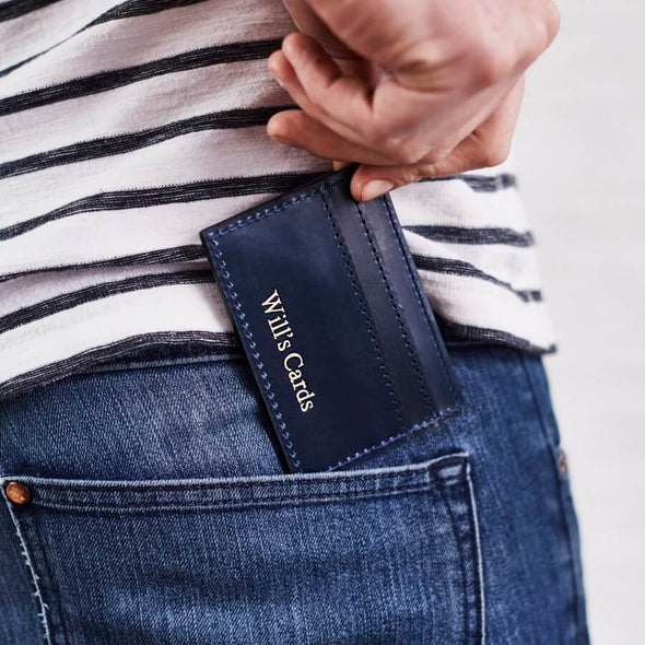 Navy and personalised Card Holder
