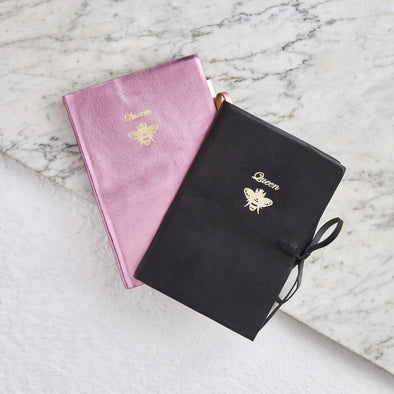 Metalic pink leather notebook
