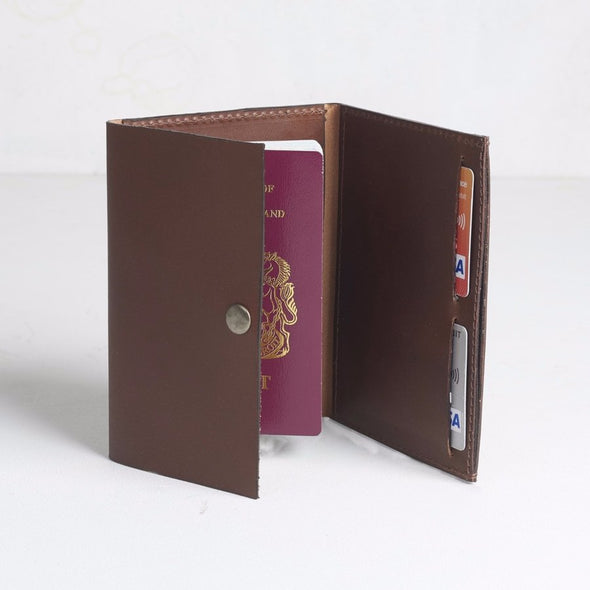 Leather Passport Holder Dark Tan cutout