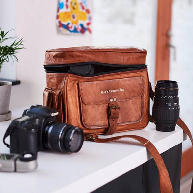 Leather camera carrying case