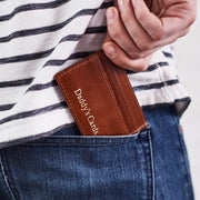 Dark tan leather card holder