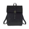 Black roll top canvas and leather backpack for men