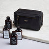 Mens leather shaving kit with products