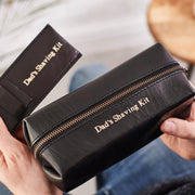 Black leather shaving kit