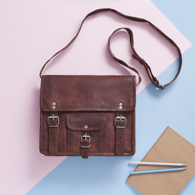 Small Leather Satchel with front pocket