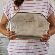 Solar clutch bag with message in silver