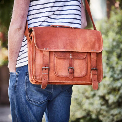 Vintage leather tan satachel laptop bag