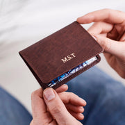Dark brown leather travel card holder