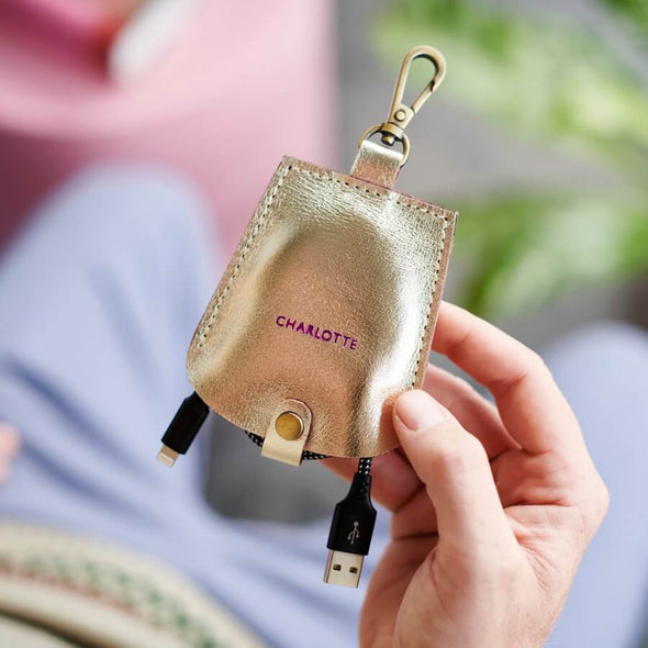 Personalised USB Lead Case with Clip