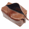 Usher Leather Wash Bag Dark Tan open