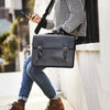 Luxury leather laptop briefcase bag in black