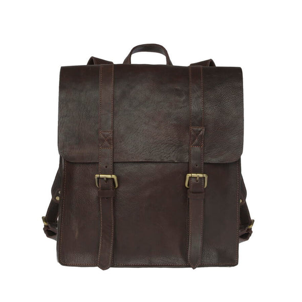 Dark brown leather back pack rucksack