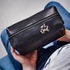 Fathers day leather washbag in black