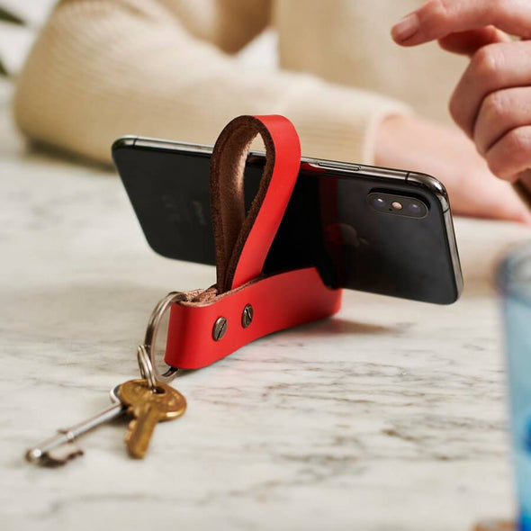 Key Ring Phone Stand - Personalised Leather