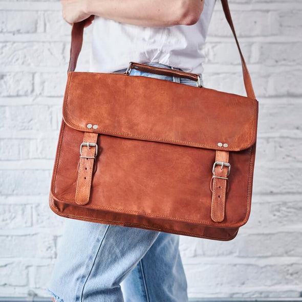 15 inch leather shoulder bag for laptop