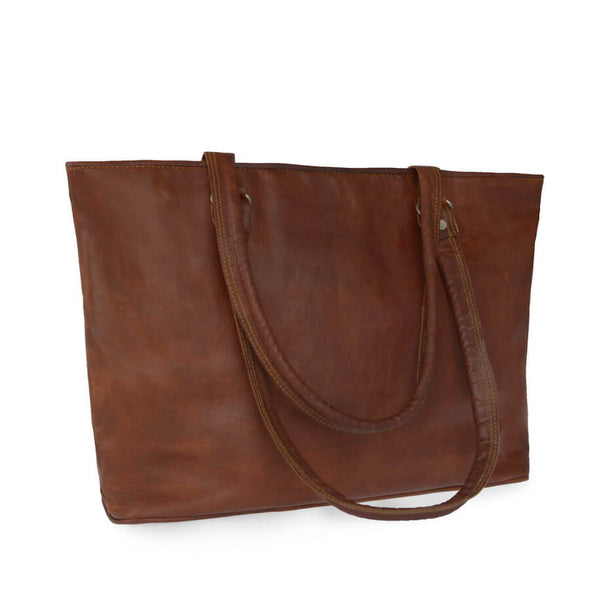 Tan leather tote bag shopper