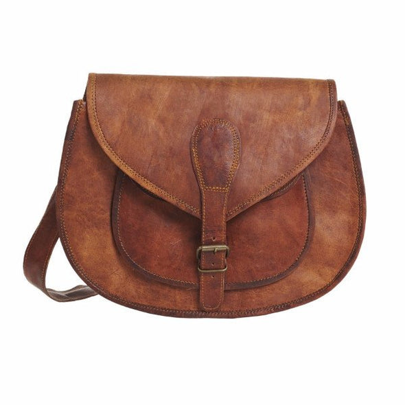 Large Vintage Leather Saddle Bag