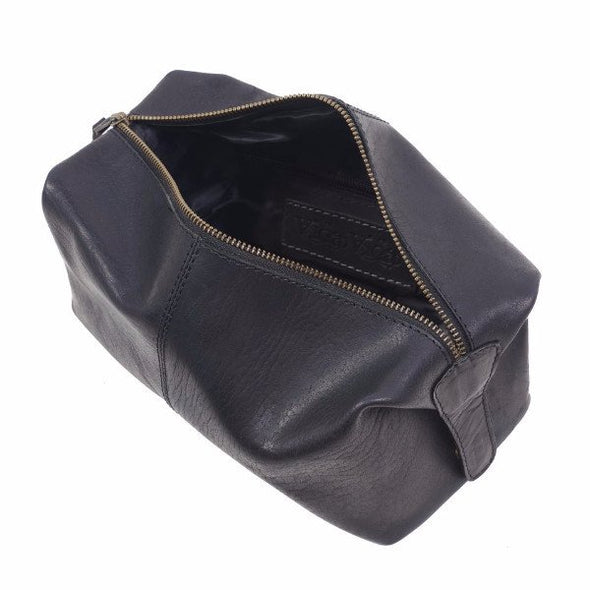 Leather Wash Bag Black option inside