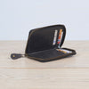 Leather zip up wallet in black