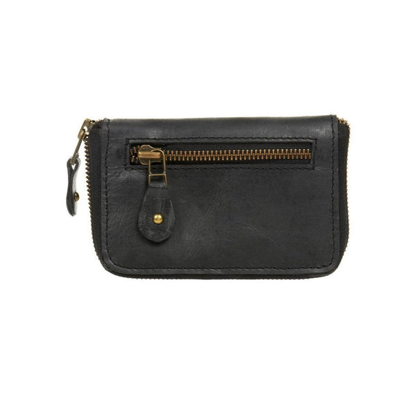 Black Leather wallet zip up