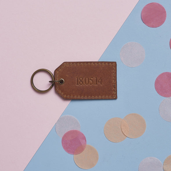 Anniversary present keyring embossed