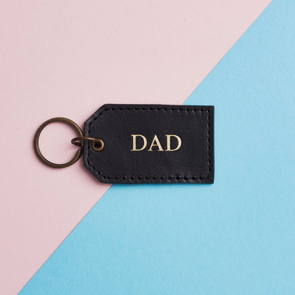 Black leather keyring for dad