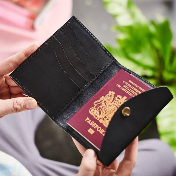 Buffalo Leather Passport Holder with Card Slots