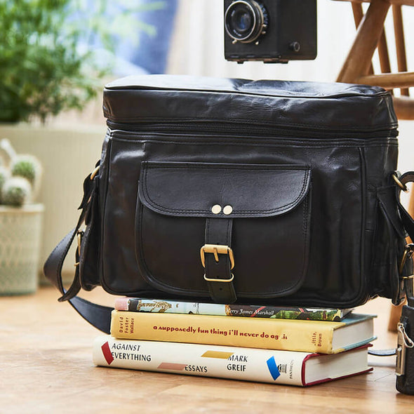 Black Leather Camera Bag