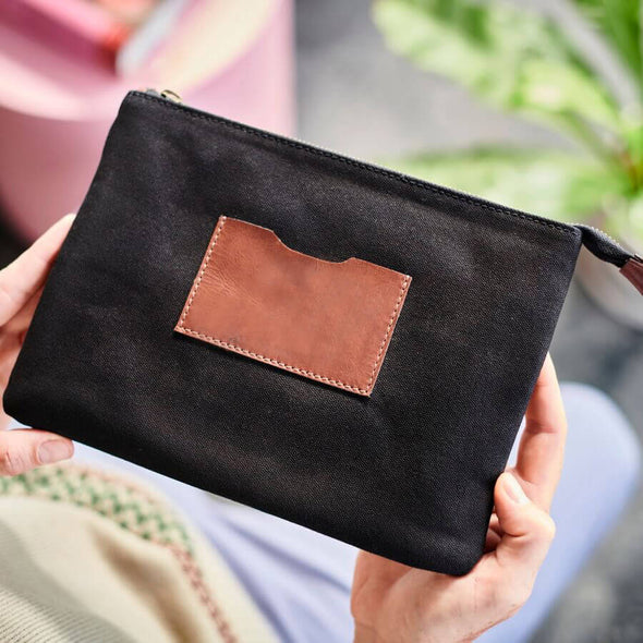 Canvas and Leather Travel wallet / Tablet case