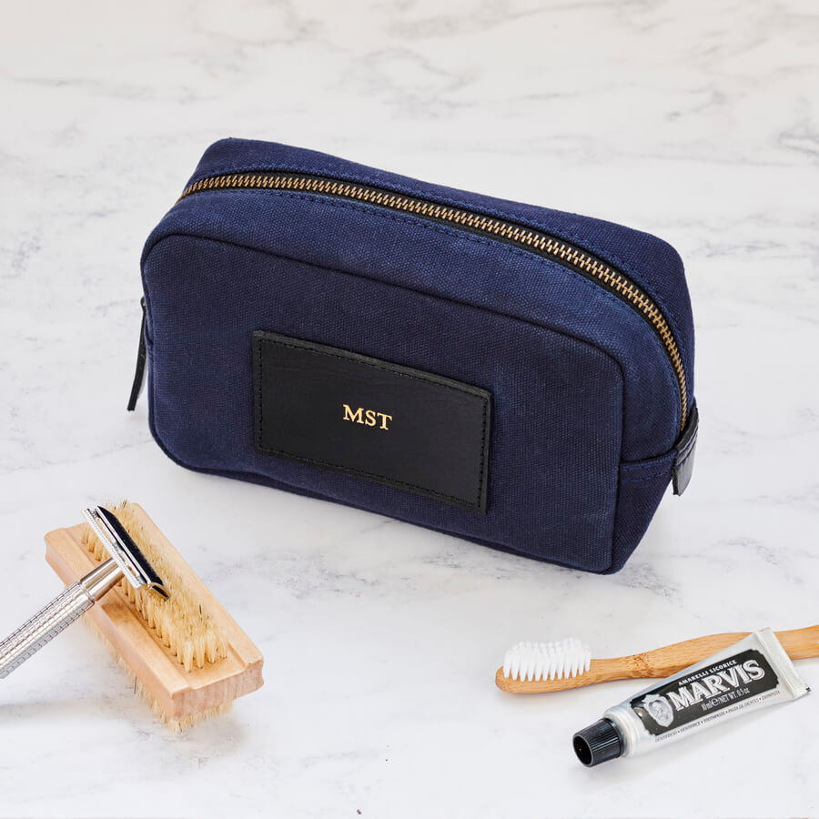Personalised Leather And Canvas Travel Wash Bag Vida Vida Leather Bags Accessories