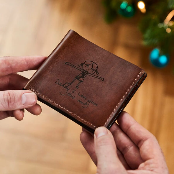 Personalised Leather Wallet With Child's Masterpiece