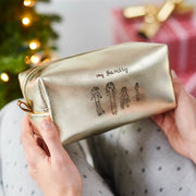 ladies leather wash bag with gold image