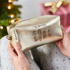 ladies leather wash bag with gold image
