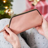 Blush pink leather make up bag