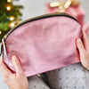 Pink initialed leather wash bag