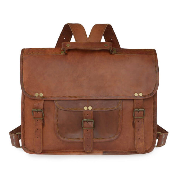 Tan leather rucksack satchel