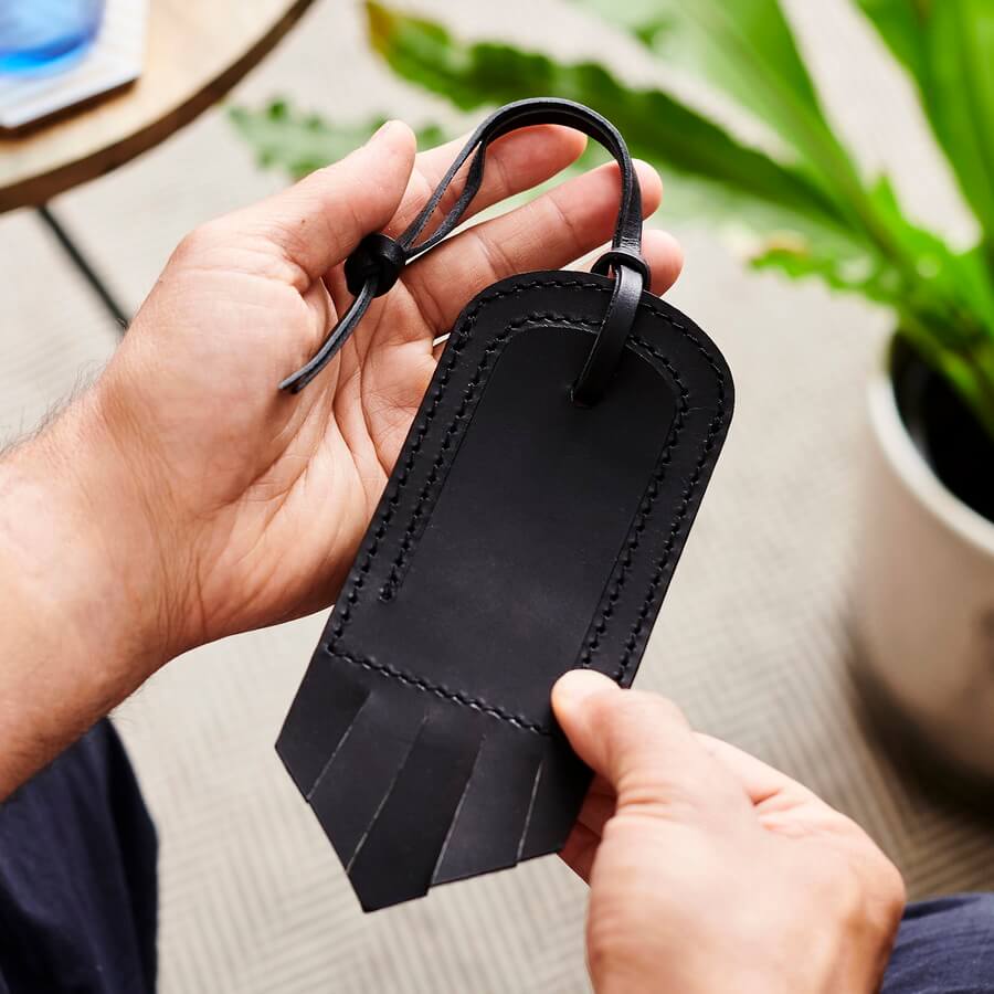 Personalised Handmade Luggage Tag With Tassles Vida Vida Leather Bags Accessories
