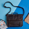 Dark brown leather briefcase bag