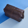 Leather Wash Bag Dark Brown