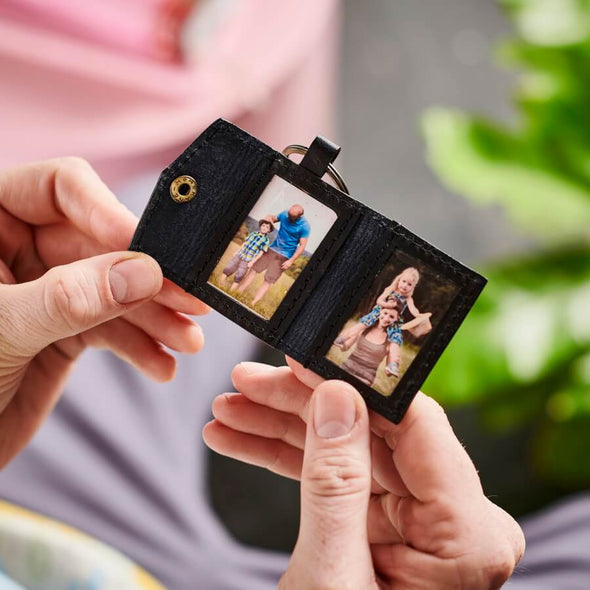 Personalised Leather Key Ring With 2 Photos