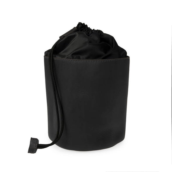 Black leather wash bag for men