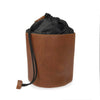 Tan leather drawstring wash bag for men